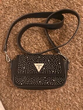 GUESS Black Rhinestone Accent Crossbody Bag